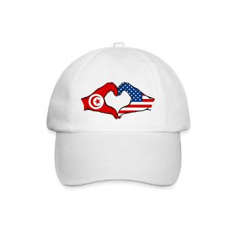Tunisia USA heart shape with hands - Baseball Cap - white/white - Front