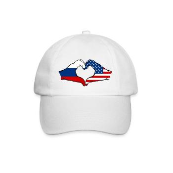 Russia USA heart shape with hands - Baseball Cap - white/white - Front