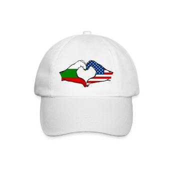 Bulgaria USA heart shape with hands - Baseball Cap - white/white - Front