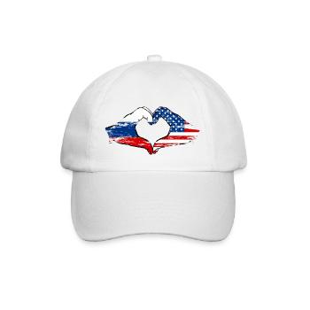 Forme de coeur Russie USA avec mains utilisées - Casquette classique - blanc/blanc - Devant