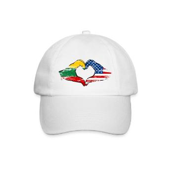 Lithuania USA heart shape with hands used - Baseball Cap - white/white - Front