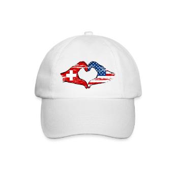 Switzerland USA heart shape with hands used - Baseball Cap - white/white - Front