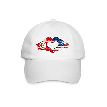 Tunisia USA heart shape with hands used - Baseball Cap - white/white - Front