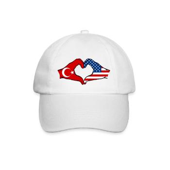 Türkiye USA heart shape with hands - Baseball Cap - white/white - Front
