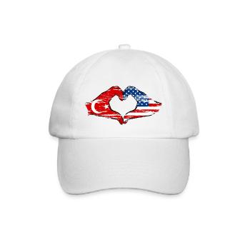 Türkiye USA heart shape with hands used - Baseball Cap - white/white - Front