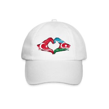 Türkei Aserbaidschan Herzform mit Hände - Baseballkappe - Weiß/Weiß - Vorne