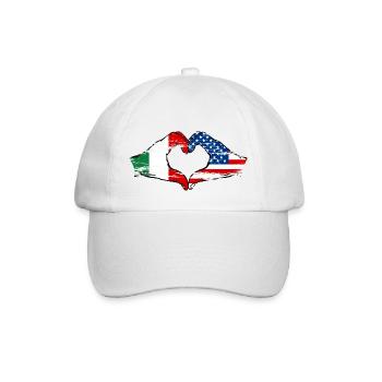 Italy USA heart shape with hands used - Baseball Cap - white/white - Front