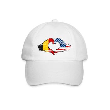 Belgium USA heart shape with hands used - Baseball Cap - white/white - Front