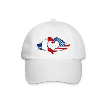 France USA Heart shape with hands used - Baseball Cap - white/white - Front