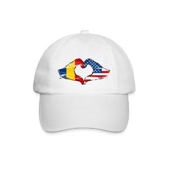 Romania USA heart shape with hands used - Baseball Cap - white/white - Front