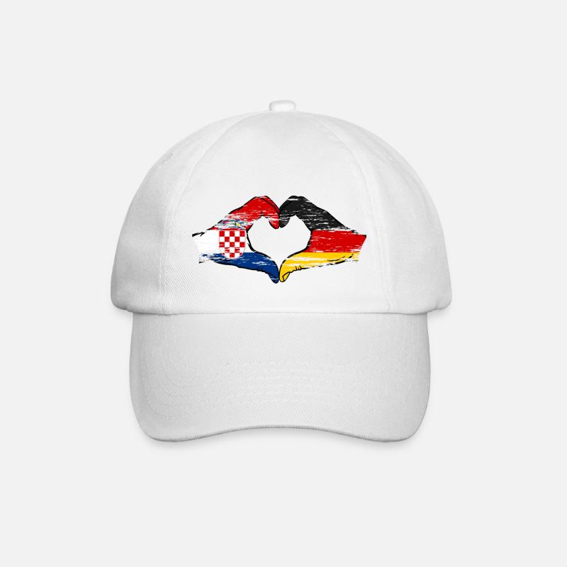 Kroatien Deutschland Herzform mit Hände used - Baseballkappe - Weiß/Weiß