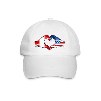 Peru USA heart shape with hands used - Baseball Cap - white/white - Front