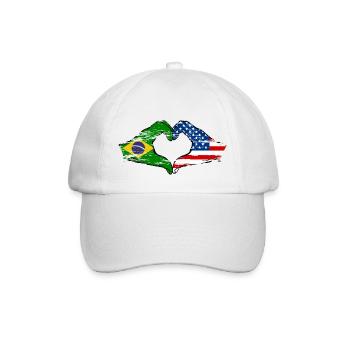 Brazil USA heart shape with hands used - Baseball Cap - white/white - Front
