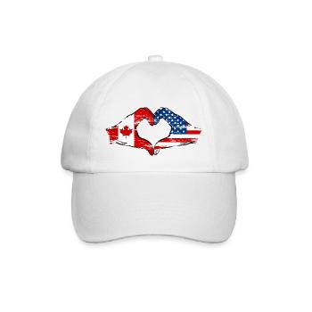 Canada USA heart shape with hands used - Baseball Cap - white/white - Front