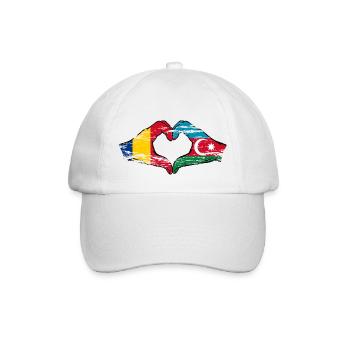 Rumänien Aserbaidschan Herzform mit Hände used - Baseballkappe - Weiß/Weiß - Vorne