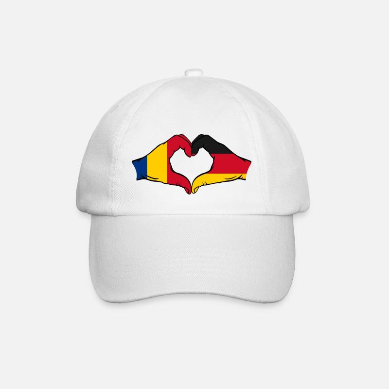 Rumänien Deutschland Herzform mit Hände - Baseballkappe - Weiß/Weiß