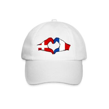 Denmark France Heart Shape with Hands - Baseball Cap - white/white - Front