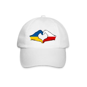 Ukraine Poland Heart Shape with Hands - Baseball Cap - white/white - Front