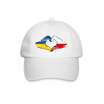 Ukraine Poland Heart shape with hands used - Baseball Cap - white/white - Front