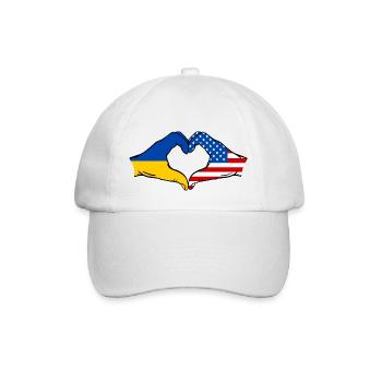 Ukraine USA Heart Shape with Hands - Baseball Cap - white/white - Front