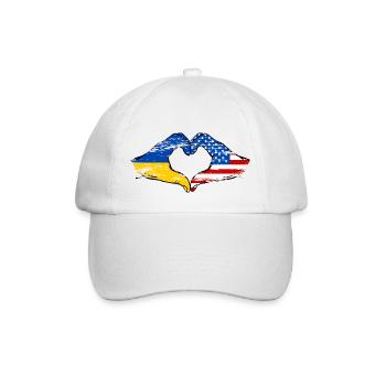 Ukraine USA Heart Shape with Hands Used - Baseball Cap - white/white - Front
