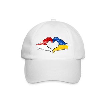 Indonesia Ukraine Heart Shape with Hands Used - Baseball Cap - white/white - Front