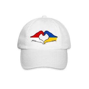 Indonesia Ukraine Heart Shape with Hands - Baseball Cap - white/white - Front