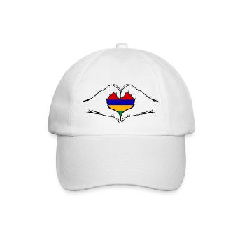 Mauritius Flag Hands Heart Shape - Baseball Cap - white/white - Front
