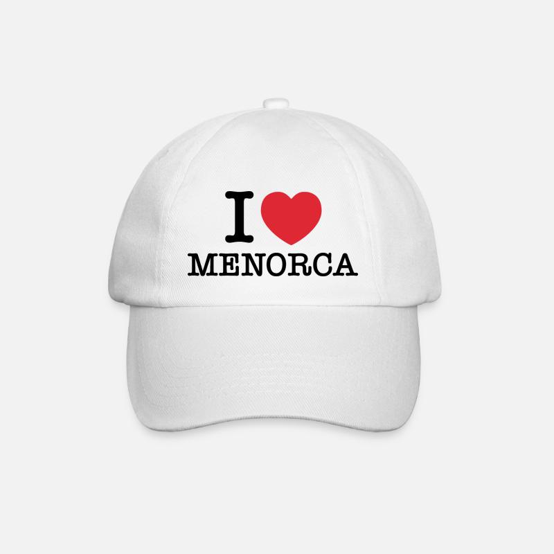 Ich liebe Menorca | Menorca | I Herz Menorca | Spanien - Baseballkappe - Weiß/Weiß