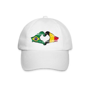 Brazil Belgium Flag Hands Heart Shape Used - Baseball Cap - white/white - Front