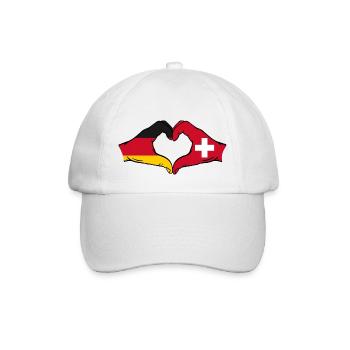 Deutschland Schweiz Flagge Hände Herzform - Baseballkappe - Weiß/Weiß - Vorne