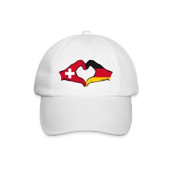 Switzerland Germany Flag Hands Heart Shape - Baseball Cap - white/white - Front