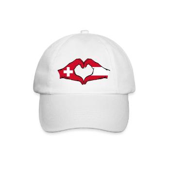 Switzerland Austria Flag Hands Heart Shape - Baseball Cap - white/white - Front
