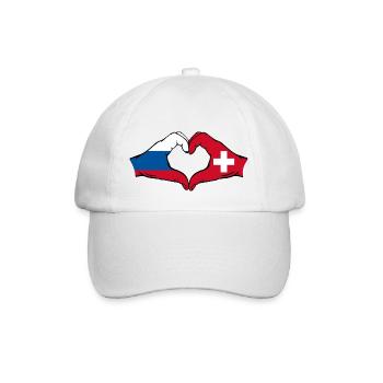 Russia Switzerland Flag Hands Heart Shape - Baseball Cap - white/white - Front