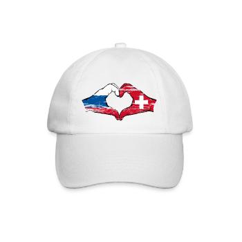 Russie Suisse Drapeau Mains Coeur Forme Utilisé - Casquette classique - blanc/blanc - Devant