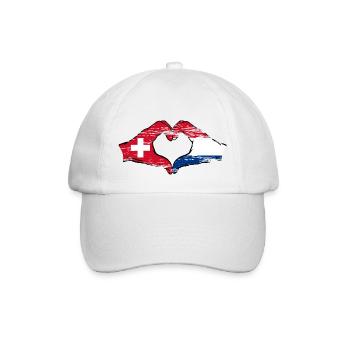 Switzerland Holland Flag Hands Heart Shape Used - Baseball Cap - white/white - Front