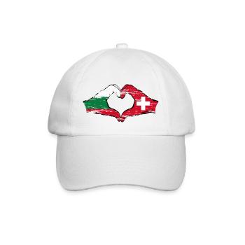 Bulgarien Schweiz Flagge Hände Herzform used - Baseballkappe - Weiß/Weiß - Vorne