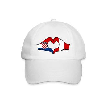 Croatia Peru Flag Hands Heart Shape - Baseball Cap - white/white - Front