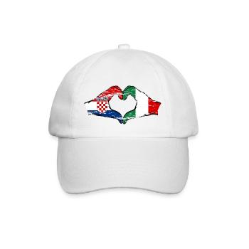 Kroatien Italien Flagge Hände Herzform used - Baseballkappe - Weiß/Weiß - Vorne