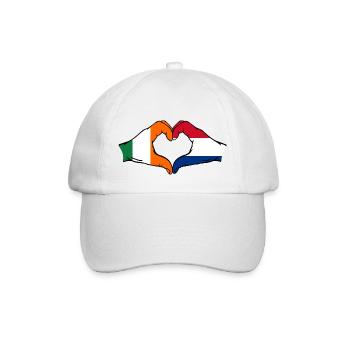Irland Holland Flagge Hände Herzform - Baseballkappe - Weiß/Weiß - Vorne