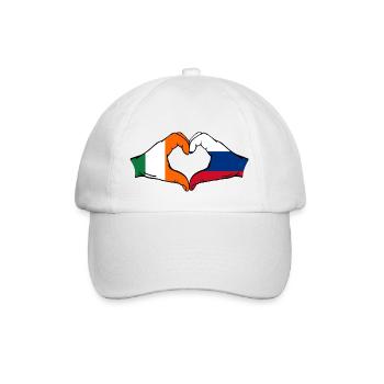 Irland Russland Flagge Hände Herzform - Baseballkappe - Weiß/Weiß - Vorne