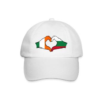 Irland Bulgarien Flagge Hände Herzform - Baseballkappe - Weiß/Weiß - Vorne