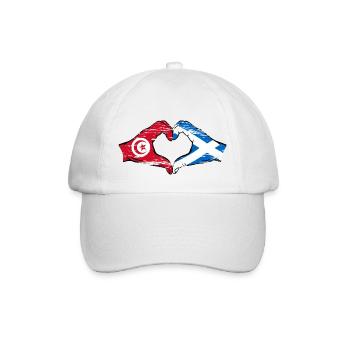 Tunisia Scotland Flag Hands Heart Shape Used - Baseball Cap - white/white - Front