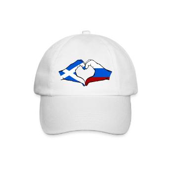 Scotland Russia Flag Hands Heart Shape - Baseball Cap - white/white - Front