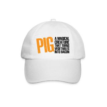Pig, A Creature That Turns Vegetables Into Bacon 8 - Baseball Cap - white/white - Front