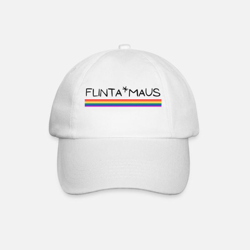 Flinta*Maus Logo Rainbow flag - Baseballkappe - Weiß/Weiß