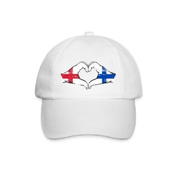 England Finnalnd Flag Hands Heart Shape Used - Baseball Cap - white/white - Front