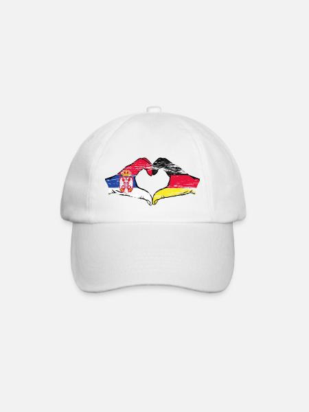 Serbien Deutschland Flagge Hände Herzform used - Baseballkappe - Weiß/Weiß
