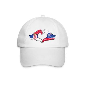 Serbie Slovénie drapeau mains forme coeur utilisé - Casquette classique - blanc/blanc - Devant