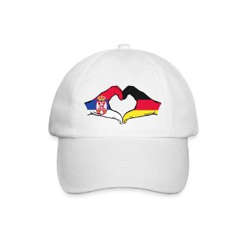 Serbia Germany Flag Hands Heart Shape - Baseball Cap - white/white - Front